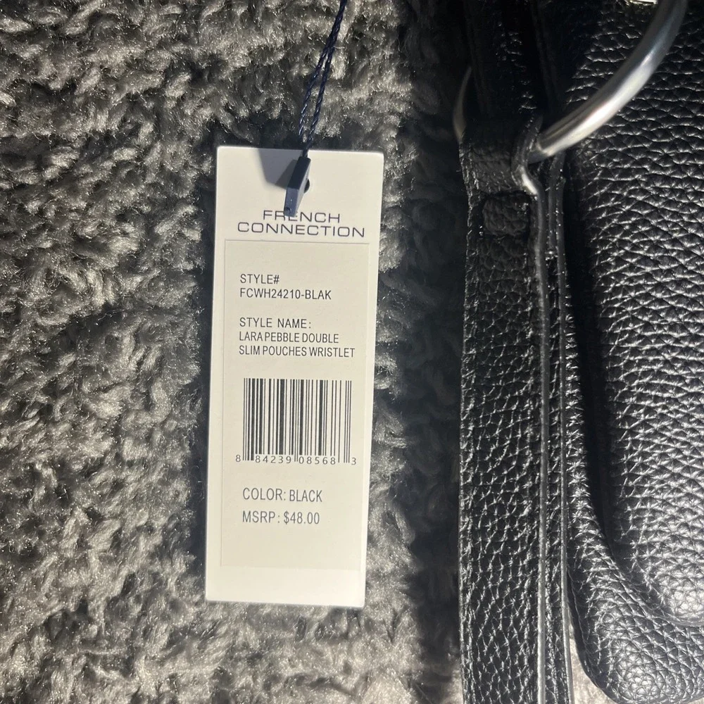French Connection Lara Pebble Double Slim Pouches-Black-New with Tags-$48 Retail